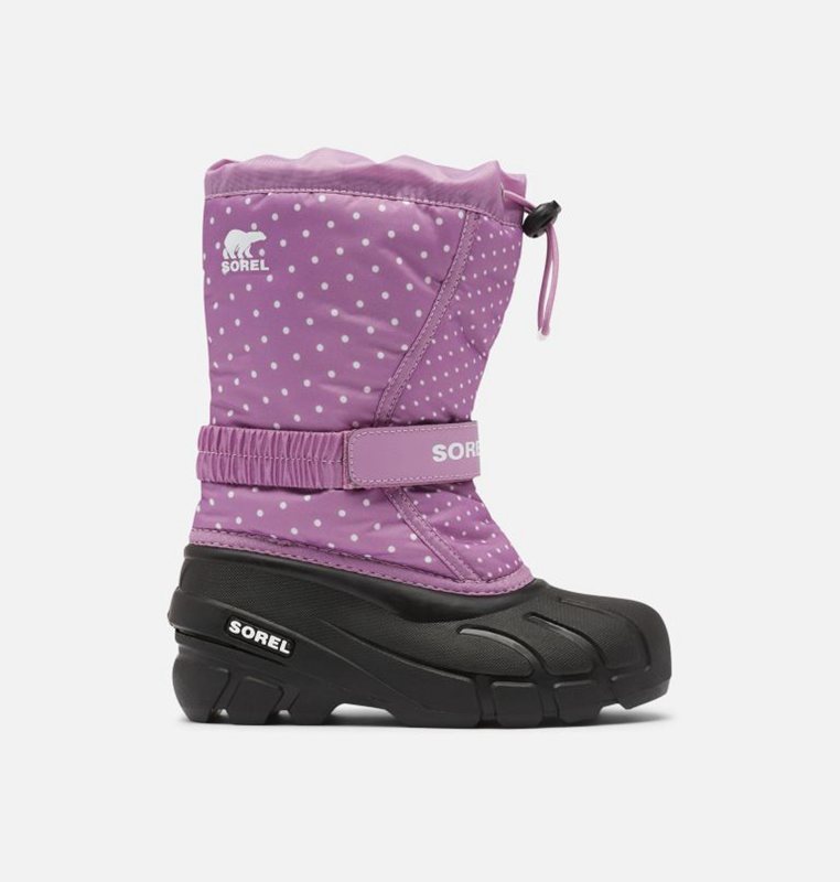 Kids Snow Boots Purple/Black - Sorel Childrens Flurry™ Print - 647289-OHN